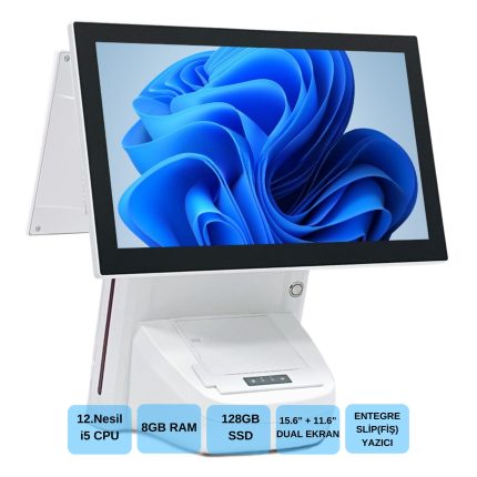 IROMX BP-1215W11 I5 12.GEN 8GB 256GB 15.6+11.6" WIFI/DAHİLİ SLİP YAZICILI BEYAZ ENDÜSTRİYEL POS PC